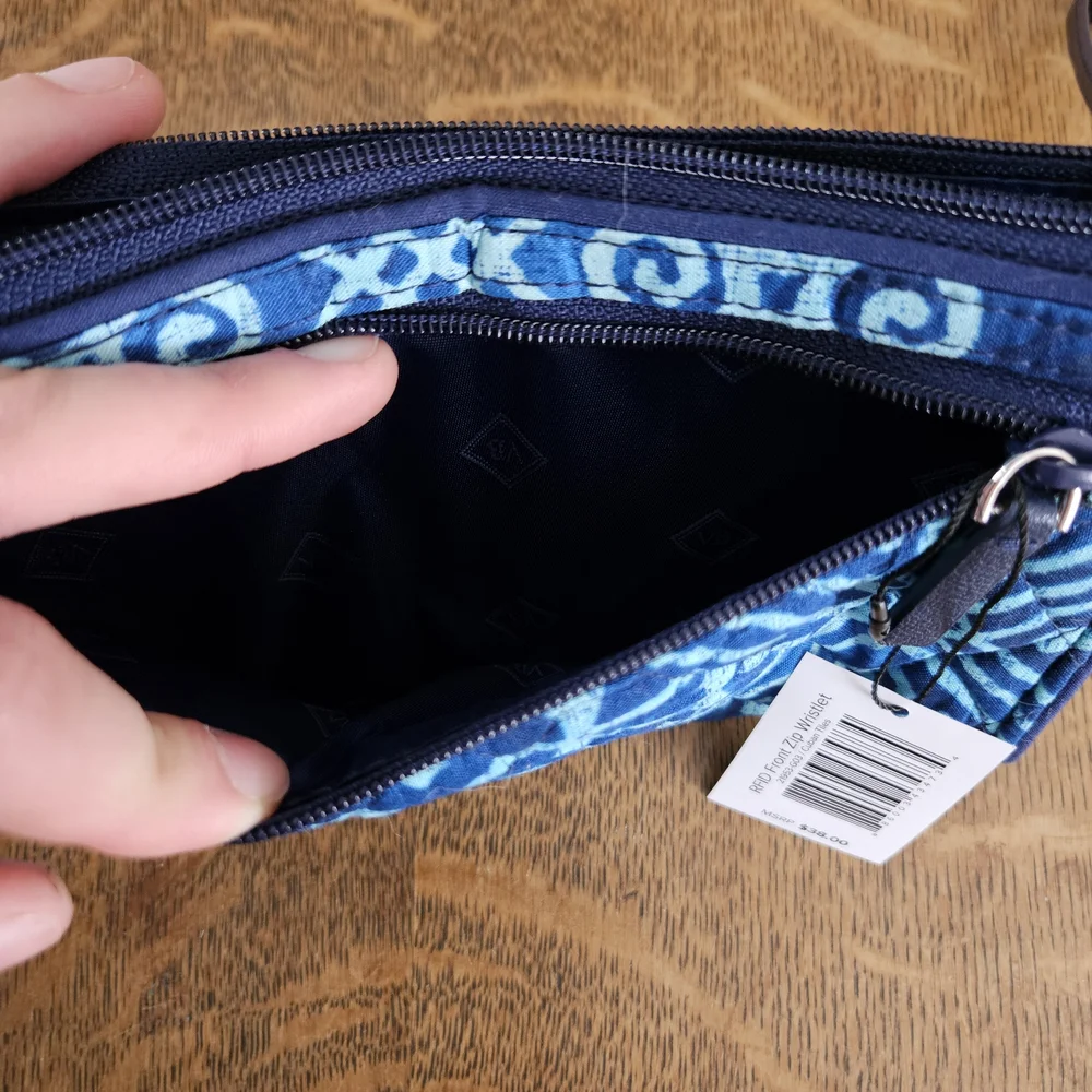 Vera Bradley Blue Patterned Quilted Wristlet